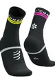 COMPRESSPORT Klasszikus kerékpáros zokni - PRO MARATHON V2.0 - fekete/sárga/rózsaszín