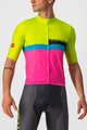 CASTELLI Rövid ujjú kerékpáros mez - A BLOCCO  - fekete/rózsaszín/kék/sárga