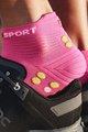 COMPRESSPORT Kerékpáros bokazokni - PRO RACING 4.0 RUN - rózsaszín/zöld