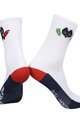 MONTON Klasszikus kerékpáros zokni - SKULL BADCAT - fehér/piros/kék