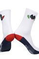 MONTON Klasszikus kerékpáros zokni - SKULL BADCAT LADY - fehér/piros/kék