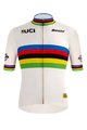 SANTINI Rövid ujjú kerékpáros mez - UCI WORLD 100 GOLD - szivárványos/fehér