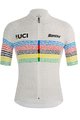 SANTINI Rövid ujjú kerékpáros mez - UCI WORLD CHAMP 100 - fehér/szivárványos