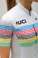 SANTINI Rövid ujjú kerékpáros mez - UCI WORLD 100 LADY - fehér/szivárványos