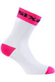 SIX2 Klasszikus kerékpáros zokni - WHITE SHORT - rózsaszín/fehér