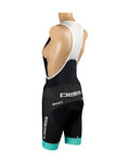 SANTINI Rövid kerékpáros nadrág kantárral - OSAKA TONO LADY PELLS - fekete/türkiz