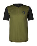SCOTT Rövid ujjú kerékpáros mez - TRAIL VERTIC ZIP SS - zöld/fekete
