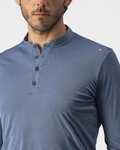 CASTELLI Hosszú ujjú kerékpáros póló - TECH 2 HENLEY - kék