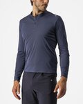 CASTELLI Hosszú ujjú kerékpáros póló - TECH 2 HENLEY - kék