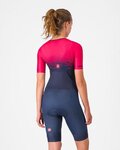 CASTELLI Kerékpáros overall - CORE TRI W SUIT SHORT SLEEVE - kék/rózsaszín