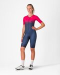 CASTELLI Kerékpáros overall - CORE TRI W SUIT SHORT SLEEVE - kék/rózsaszín