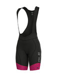 ALÉ Rövid kerékpáros nadrág kantárral - MASTER LADY - fekete/rózsaszín