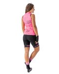 ALÉ Rövid kerékpáros nadrág kantárral - STRADA LADY - rózsaszín/fekete