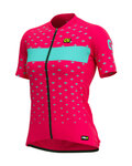 ALÉ Rövid ujjú kerékpáros mez - STARS LADY - rózsaszín/türkiz