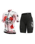 ALÉ Rövid kerékpáros mez rövidnadrággal - SKULL LADY - rózsaszín/fekete