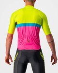 CASTELLI Rövid ujjú kerékpáros mez - A BLOCCO  - fekete/rózsaszín/kék/sárga