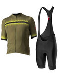 CASTELLI Rövid kerékpáros mez rövidnadrággal - GRIMPEUR - fekete/zöld