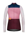 GOBIK Hosszú ujjú kerékpáros mez - COBBLE LADY - rózsaszín/elefántcsont/kék/bordó