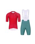 HOLOKOLO Rövid kerékpáros mez rövidnadrággal - VICTORIOUS - zöld/piros