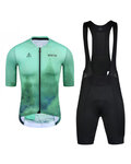 MONTON Rövid kerékpáros mez rövidnadrággal - FOREST - zöld/fehér/fekete