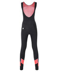 SANTINI Hosszú kerékpáros nadrág kantárral - CORAL BENGAL LADY - fekete/rózsaszín