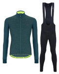 SANTINI Kerékpáros téli szett - COLORE PURO WINTER - fekete/zöld