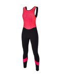 SANTINI Hosszú kerékpáros nadrág kantárral - CORAL BENGAL LADY - rózsaszín/fekete