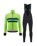 SANTINI Kerékpáros téli kabát és nadrág - COLORE HALO + LAVA - zöld/fekete