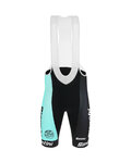 SANTINI Rövid kerékpáros nadrág kantárral - TEAM BIANCHI 2019 - fekete/türkiz