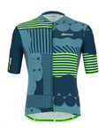 SANTINI Rövid ujjú kerékpáros mez - DELTA OPTIC - zöld/kék