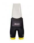 SANTINI Rövid kerékpáros nadrág kantárral - TOUR DE FRANCE 2022 - sárga/fekete