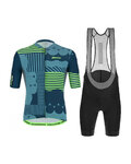 SANTINI Rövid kerékpáros mez rövidnadrággal - DELTA OPTIC - zöld/fekete/kék