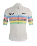 SANTINI Rövid ujjú kerékpáros mez - UCI WORLD CHAMP 100 - fehér/szivárványos