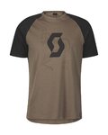SCOTT Rövid ujjú kerékpáros póló - ICON RAGLAN SS - fekete/barna