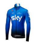 CASTELLI Hosszú ujjú kerékpáros mez - TEAM SKY 2019 WINTER - fehér/világoskék/fekete