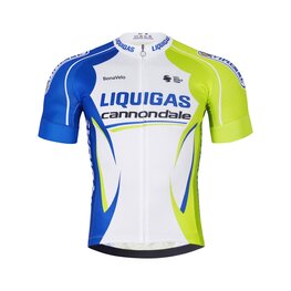 BONAVELO Rövid ujjú kerékpáros mez - LIQUIGAS CANNONDALE - kék/zöld/fehér