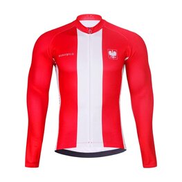 BONAVELO Hosszú ujjú kerékpáros mez - POLAND WINTER - piros/fehér