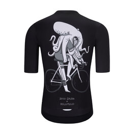 HOLOKOLO Rövid ujjú kerékpáros mez - OCTOPUS - fekete/fehér