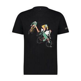 SHIMANO Rövid ujjú kerékpáros póló - SENTIERO LTD - fekete
