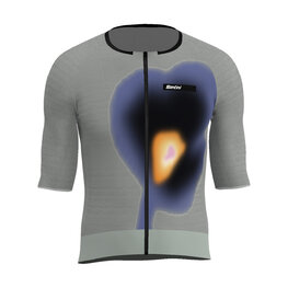 SANTINI Rövid ujjú kerékpáros mez - AERO RACE - szürke/kék