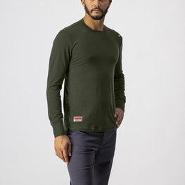 CASTELLI Hosszú ujjú kerékpáros póló - MERINO LS TEE - zöld