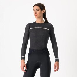 CASTELLI Hosszú ujjú kerékpáros póló - MERINO SEAMLESS W - fekete