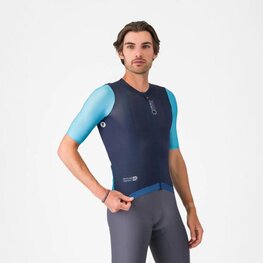 CASTELLI Rövid ujjú kerékpáros mez - CORRETTO - kék/türkiz