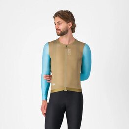 CASTELLI Hosszú ujjú kerékpáros mez nyári - CORRETTO LS - barna/kék