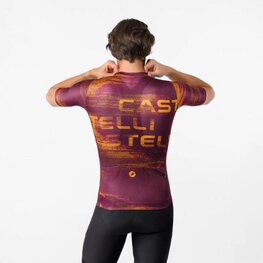 CASTELLI Rövid ujjú kerékpáros mez - STRATUS LOGO - bordó