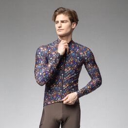 ALÉ Hosszú ujjú kerékpáros mez - PRAGMA FLOWERY - fekete/színes