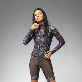 ALÉ Hosszú ujjú kerékpáros mez - PRAGMA FLOWERY LADY - kék/színes