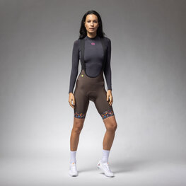 ALÉ Rövid kerékpáros nadrág kantárral - PR-E HIKE - barna