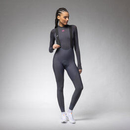 ALÉ Hosszú kerékpáros nadrág kantárral - R-EV1 VOLTAGE - antracit