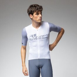 ALÉ Rövid ujjú kerékpáros mez - PR-E MEGABYTE 2.0 - fehér/kék